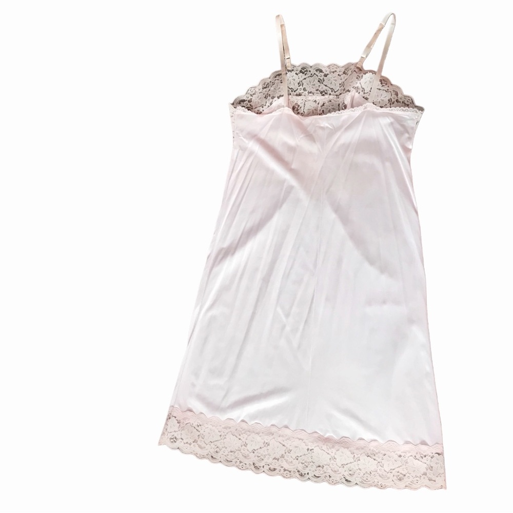Vintage JCpenny pink slip dress sz 38 100% nylon lace  grannycore coquette sexy - Picture 3 of 6